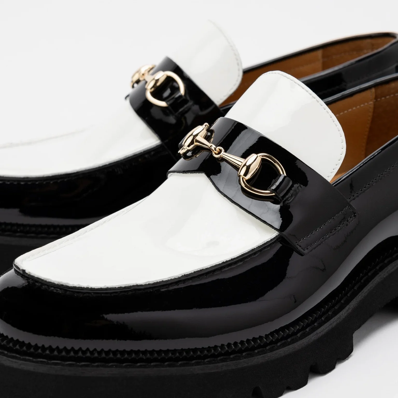 Customizes Black/White Patent Leather Loafers - Image 5