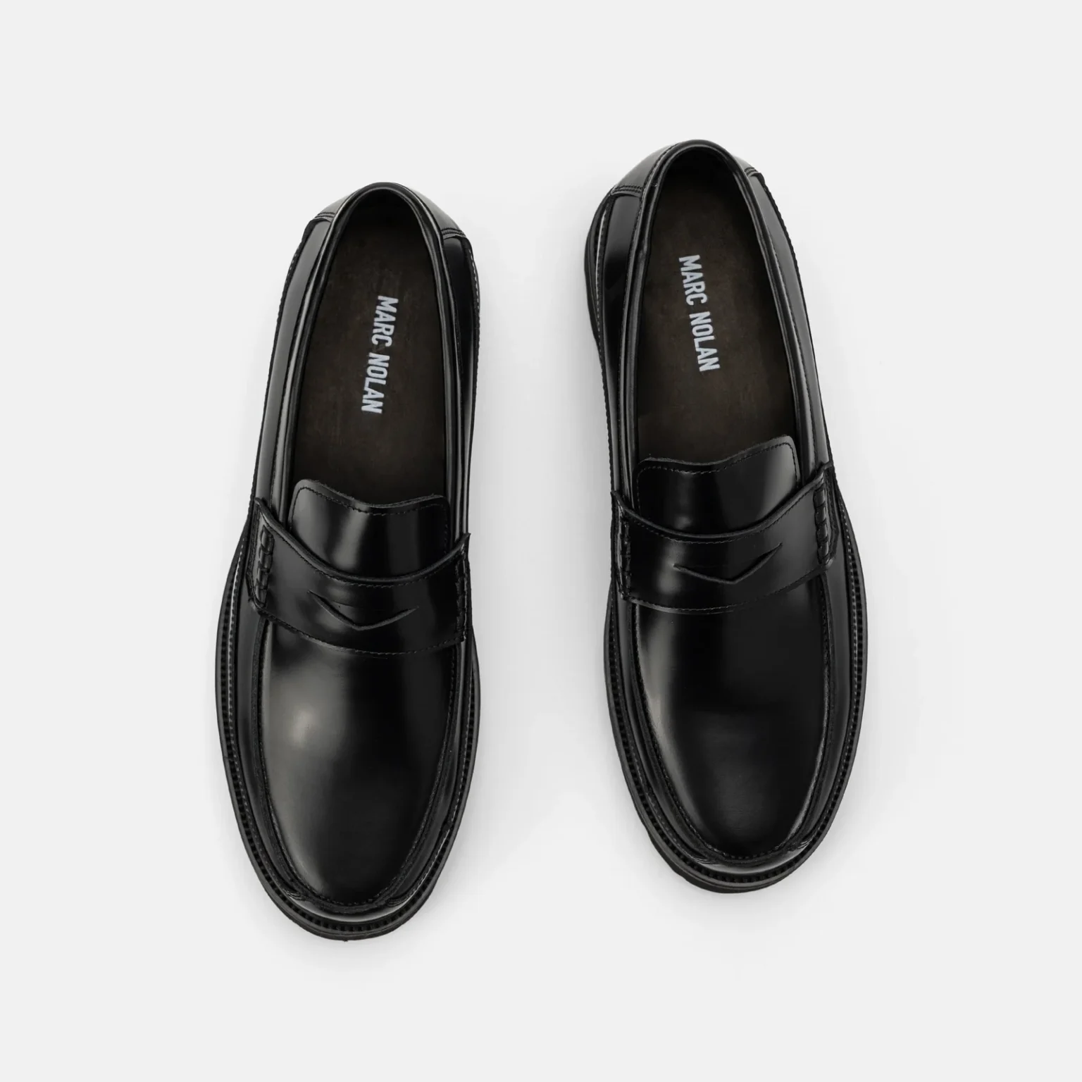 Adler Black Leather Lug Penny Loafers - Image 3