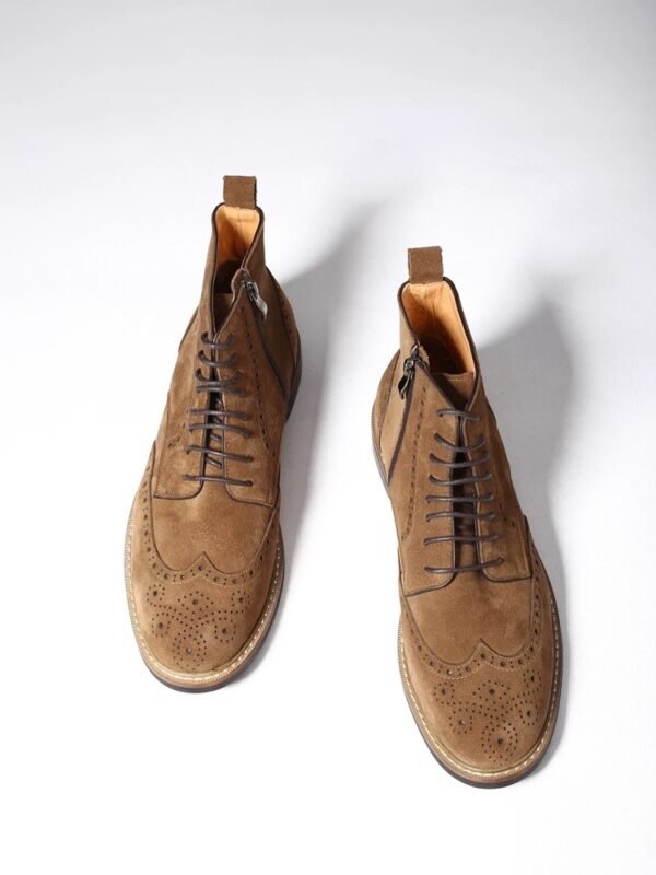 Handmade Laced up Suede Leather Boots - Image 7