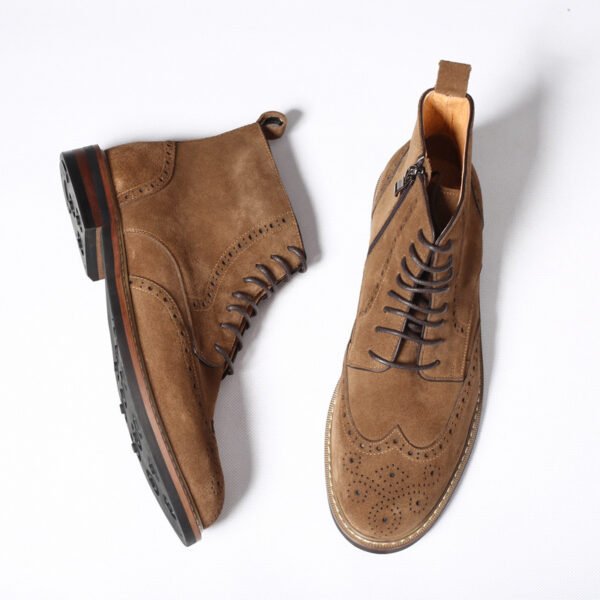 Handmade Laced up Suede Leather Boots - Image 3